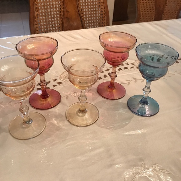Vintage 🚨colored cocktail stems set of 6 - Picture 3 of 5